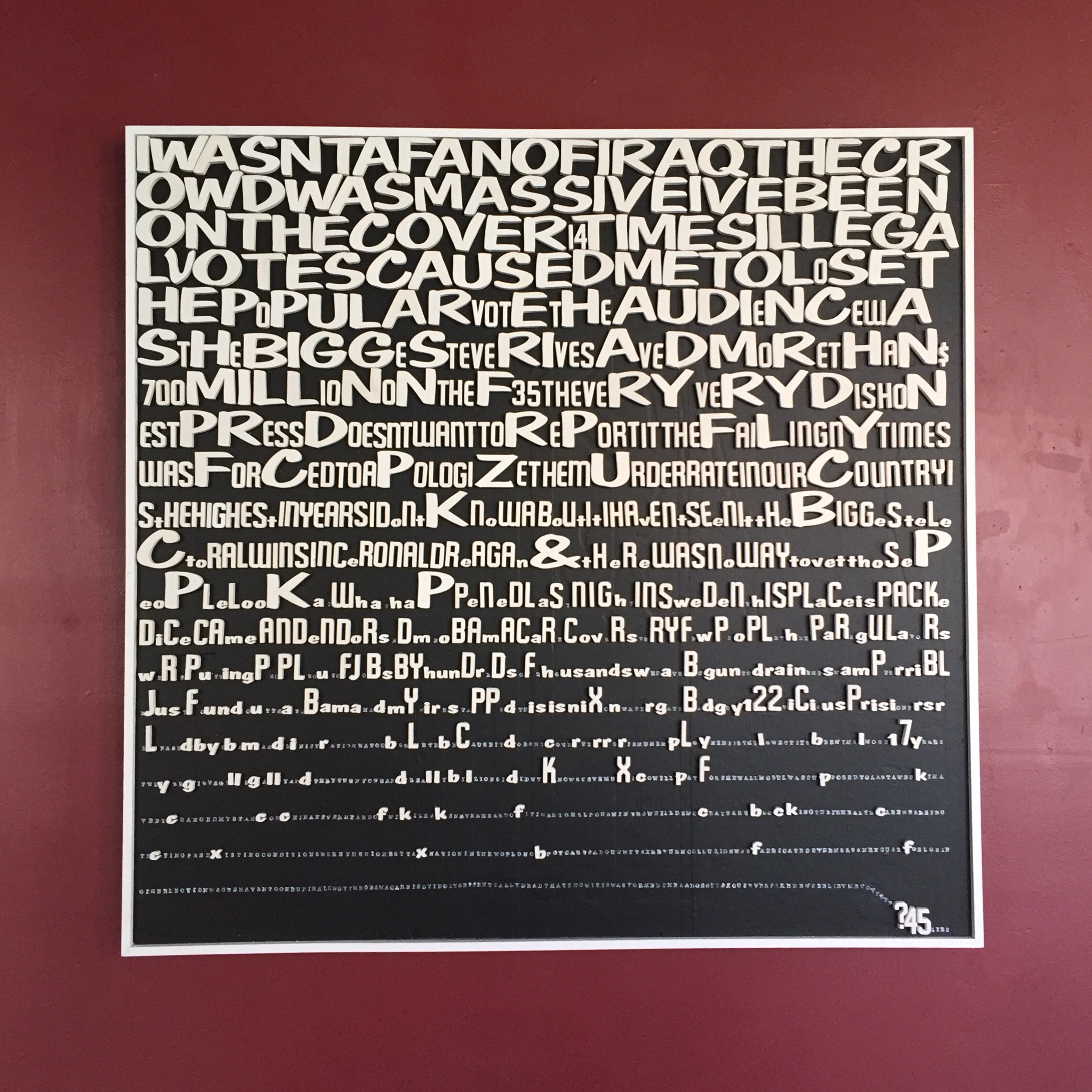 #45lies, 49"x49", $2,300.00